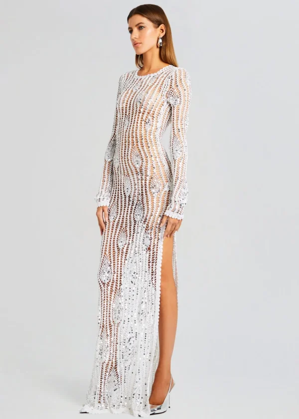 Guest Of*Retrofete Cherri Sequin Crochet Dress White