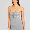 Subtle Shimmer*Retrofete Chloe Embellished Top Gray/Silver