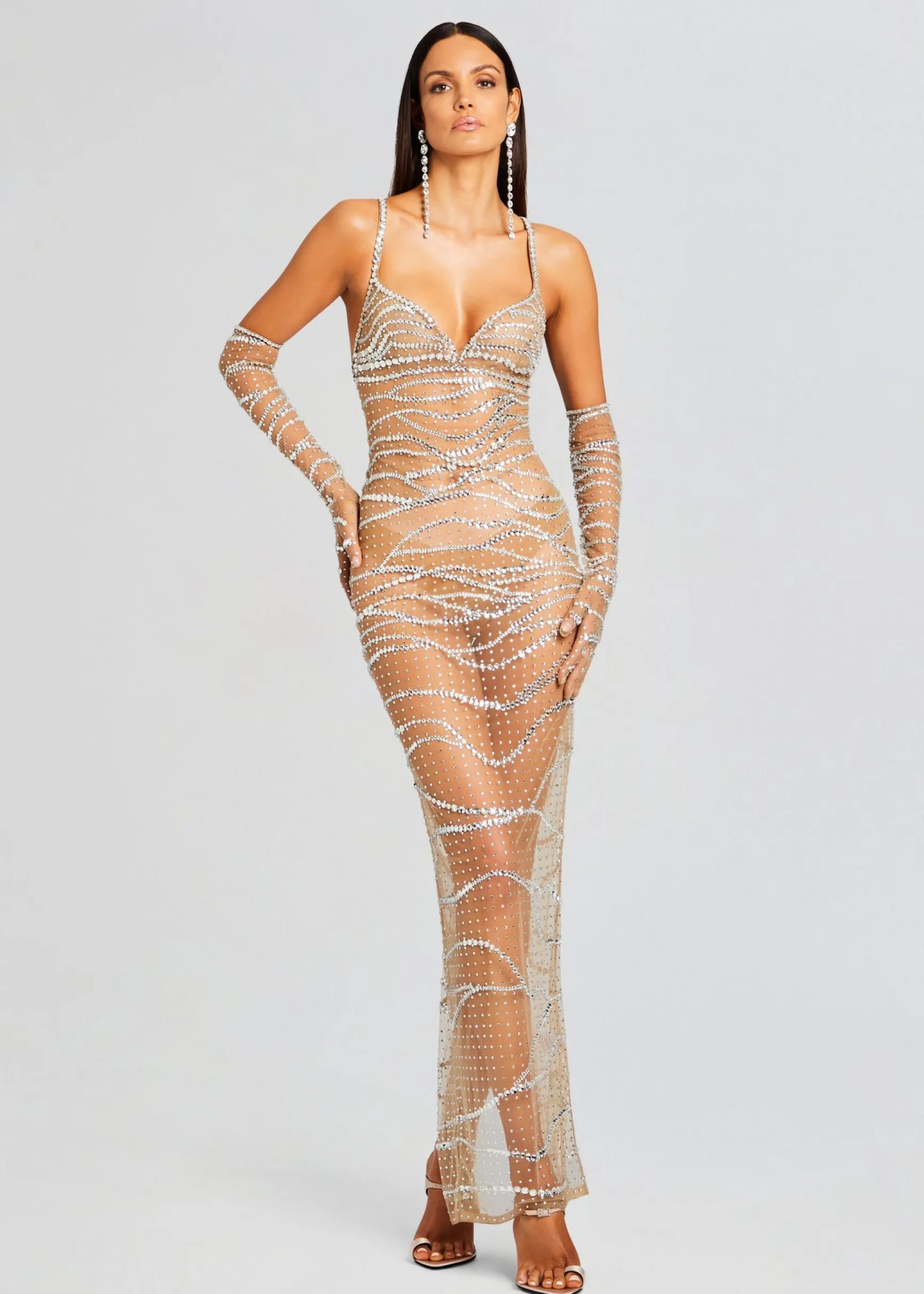 citrine_embellished_dress_4-4.webp Gowns*Retrofete Citrine Embellished Dress Tannin/Silver