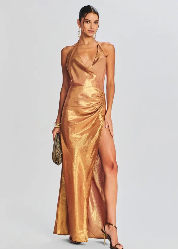 Bridal Party*Retrofete Cleo Silk Chiffon Dress Nude Glitter