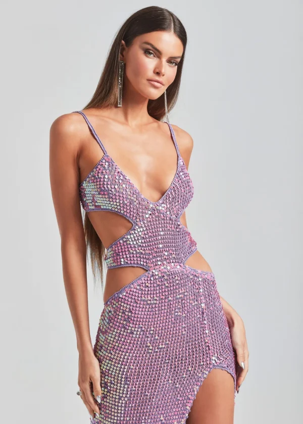 RETROFÊTE*Retrofete Coco Crochet Dress Iridescent Lilac/Pink