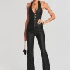 Day to Night*Retrofete Cynthia Coated Denim Jumpsuit Coated Black
