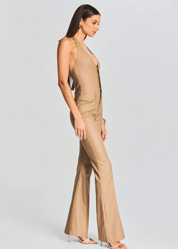 Best Sellers*Retrofete Cynthia Coated Denim Jumpsuit Coated Tannin