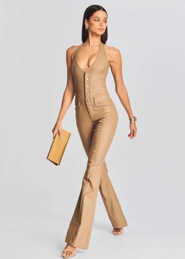 Jumpsuits*Retrofete Cynthia Coated Denim Jumpsuit Coated Tannin