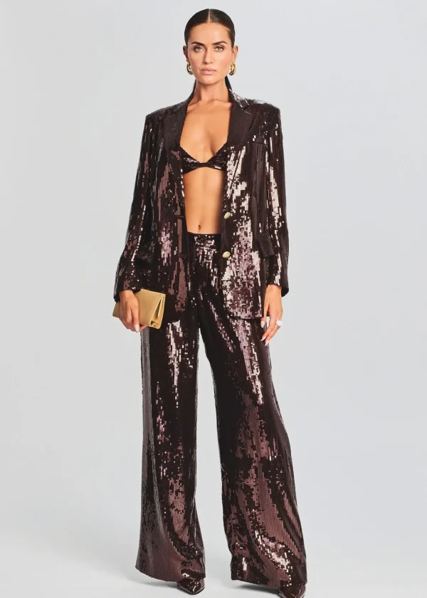 Neutral Moments*Retrofete Dawn Sequin Blazer Dark Chocolate