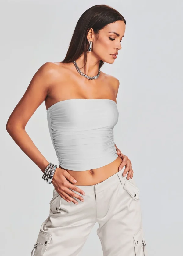 Tops*Retrofete Debbi Strapless Top Silver