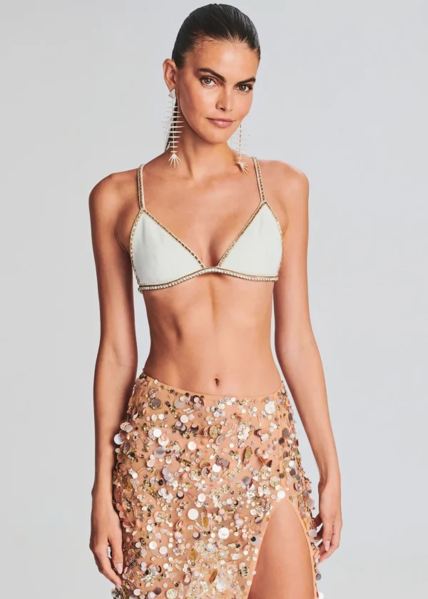 Subtle Shimmer*Retrofete Deja Crystal Embellished Bra White/Gold