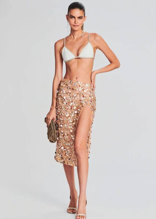 Subtle Shimmer*Retrofete Deja Crystal Embellished Bra White/Gold