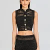 Trending*Retrofete Delma Knit Crochet Top Black/Gold