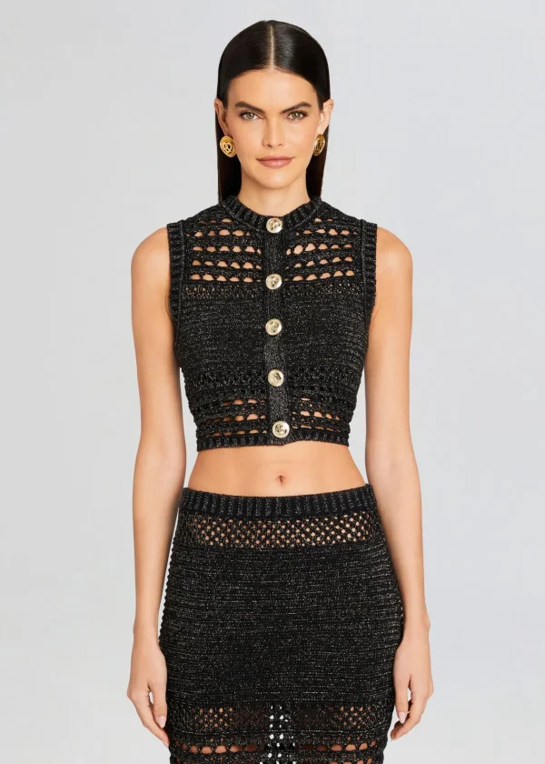 Tops*Retrofete Delma Knit Crochet Top Black/Gold