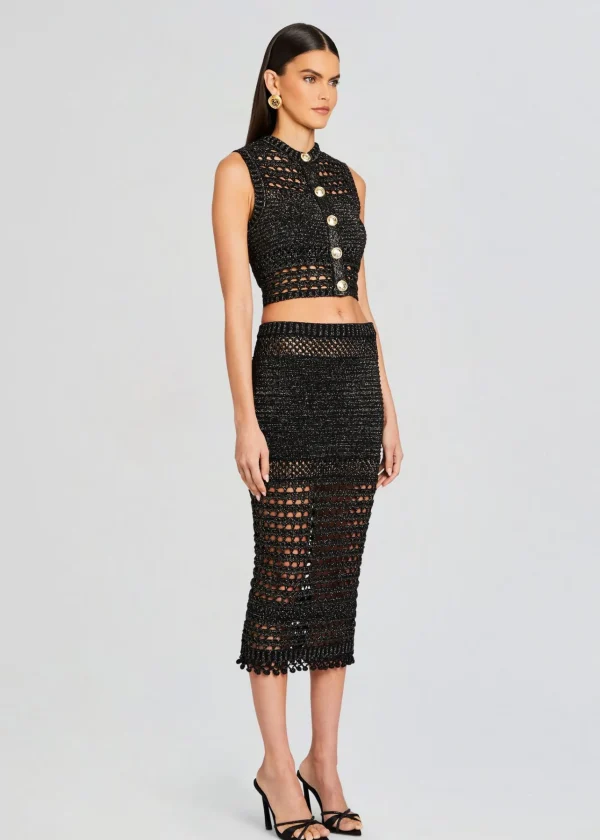 Spring Knits*Retrofete Delma Knit Crochet Top Black/Gold