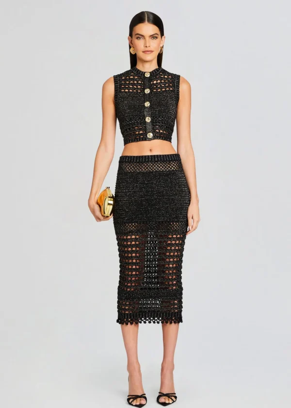 Spring Knits*Retrofete Delma Knit Crochet Top Black/Gold