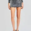 Night Out*Retrofete Delta Embellished Knit Skirt Black/Silver