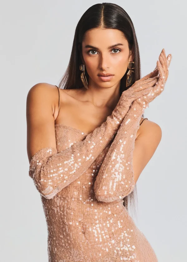 Accessories*Retrofete Diem Sequin Gloves Tannin