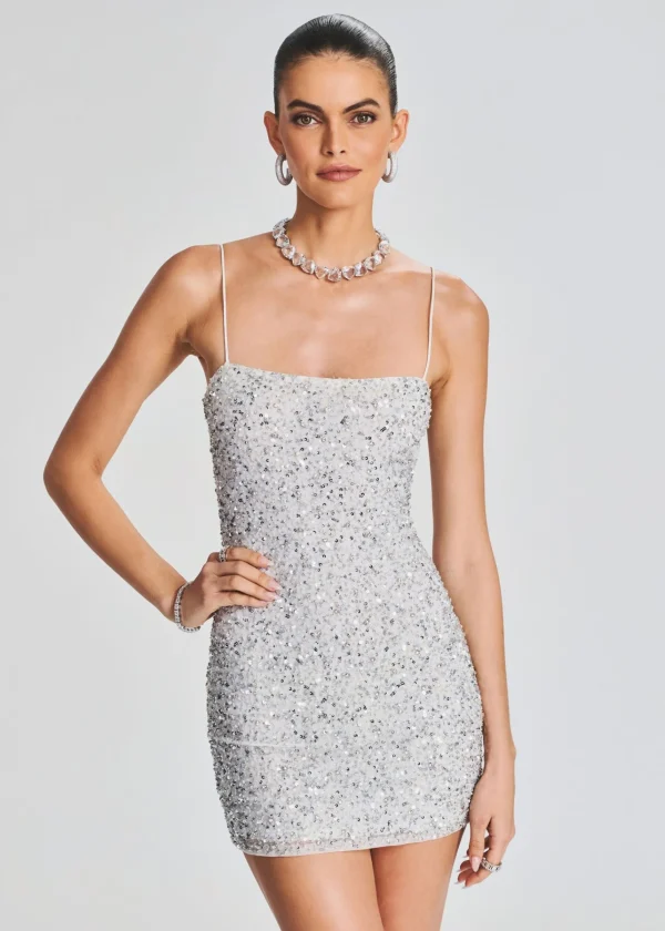 Bachelorette Party*Retrofete Dionne Sequin Dress Silver/White