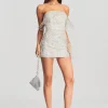 Bachelorette Party*Retrofete Dixie Sequin Fringe Dress Silver/White
