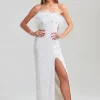 Bachelorette Party*Retrofete Dolly Sequin Feather Dress Moonglow White