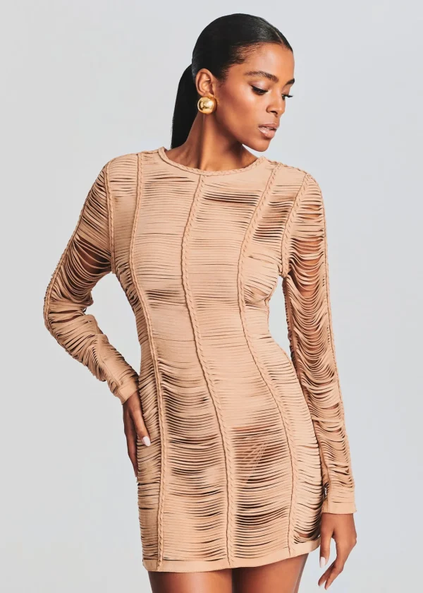 Neutral Moments*Retrofete Ebony Suede Leather Dress Tannin