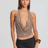 Neutral Moments*Retrofete Eleanor Sequin Top Tannin/Silver