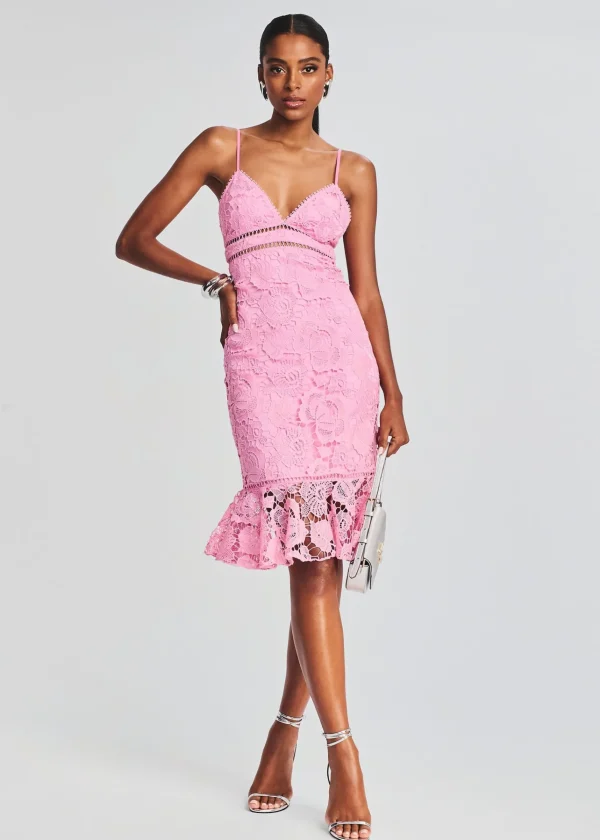 Midi*Retrofete Eliza Lace Midi Dress Pink
