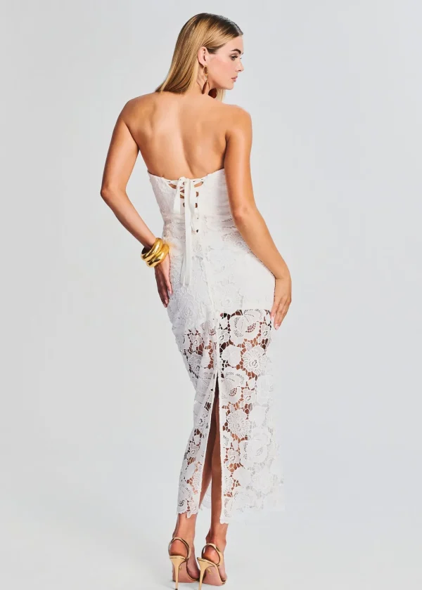 Bachelorette Party*Retrofete Eliza Lace Strapless Maxi Dress White