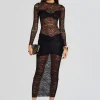 Sheer Bliss*Retrofete Ellie Lace Midi Dress Black