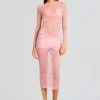 Night Out*Retrofete Ellie Lace Midi Dress Baby Pink
