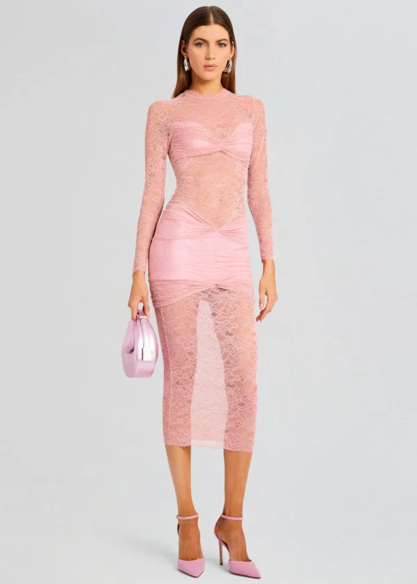 Dresses*Retrofete Ellie Lace Midi Dress Baby Pink