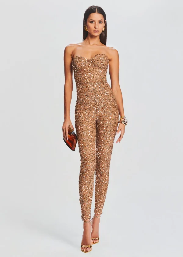 Jumpsuits*Retrofete Elodie Sequin Jumpsuit Tannin