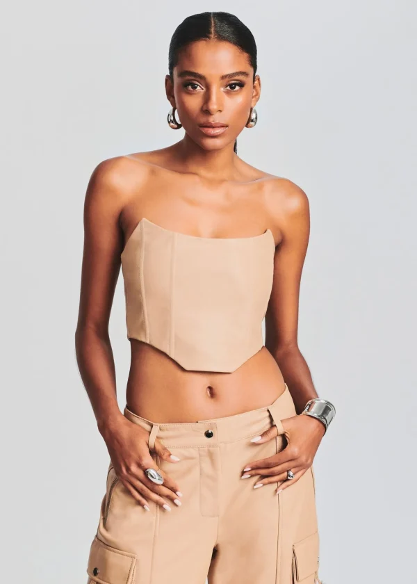 Neutral Moments*Retrofete Eloise Leather Top Tannin