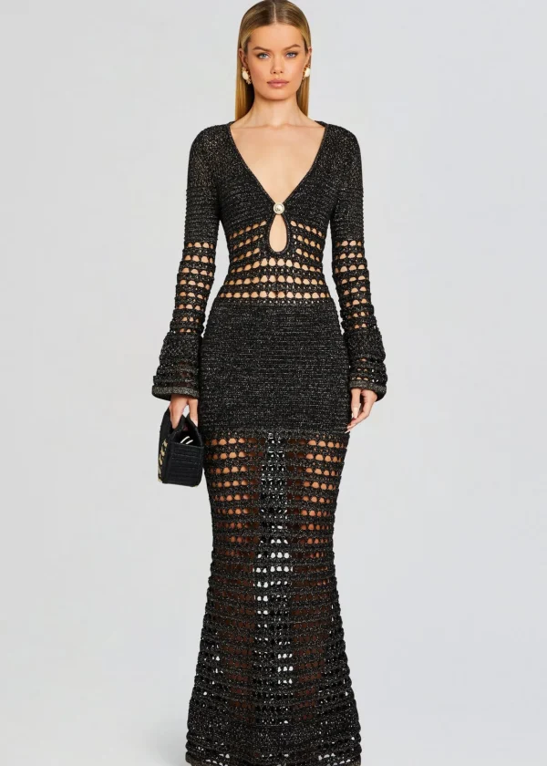 Spring Knits*Retrofete Elvana Knit Crochet Dress Black/Gold