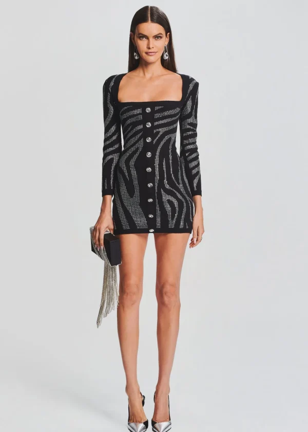 RETROFÊTE*Retrofete Elvira Knit Dress Black/Silver Zebra