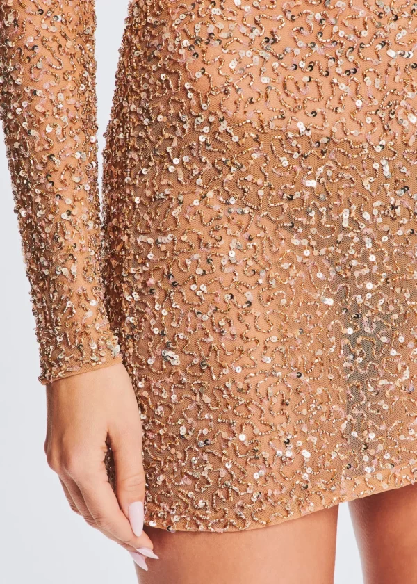 Neutral Moments*Retrofete Emani Sequin Dress Champagne