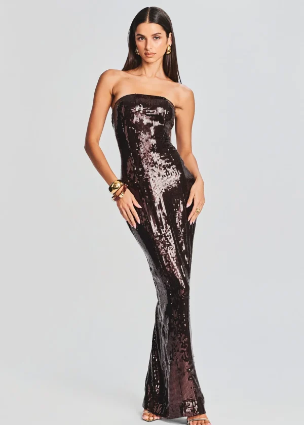 RETROFÊTE*Retrofete Ember Sequin Dress Dark Chocolate