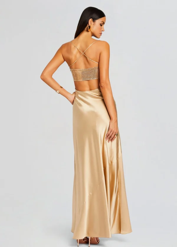 Coming Soon*Retrofete Emery Embellished Silk Dress Nude
