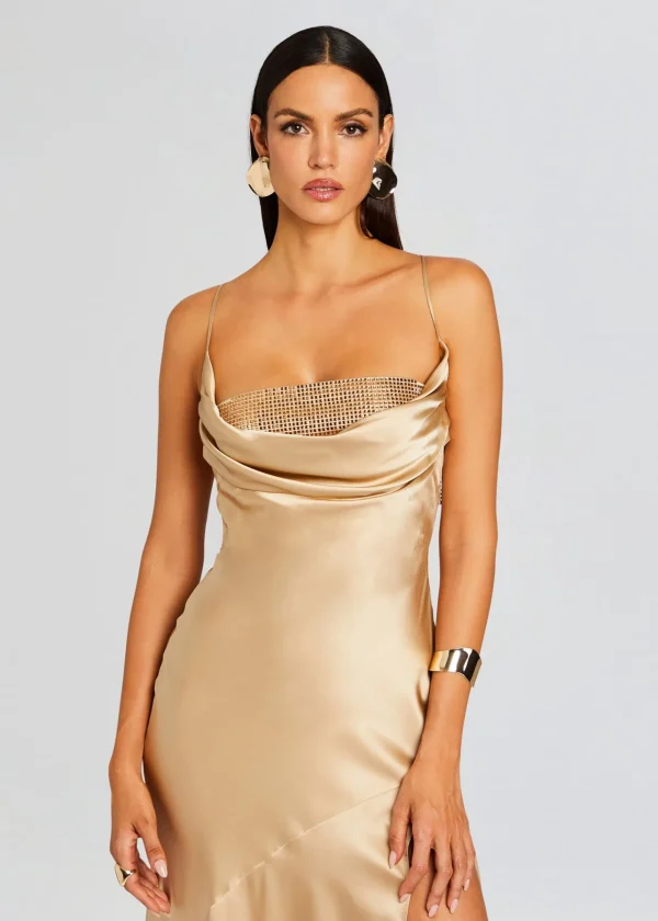 Coming Soon*Retrofete Emery Embellished Silk Dress Nude