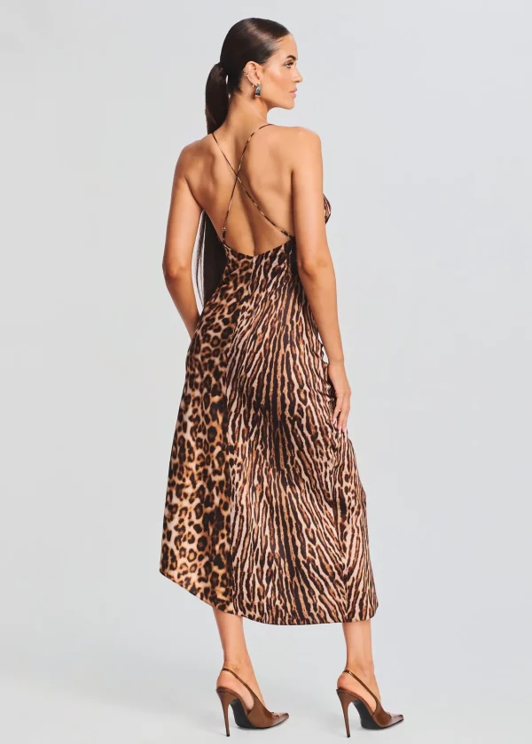 Midi*Retrofete Emma Silk Dress Tan Ocelot