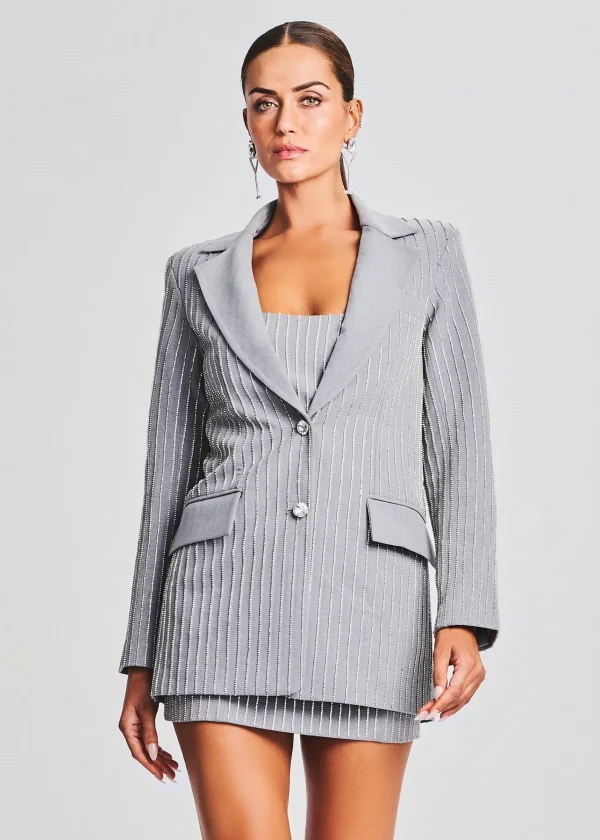 RETROFÊTE*Retrofete Enid Embellished Blazer Gray