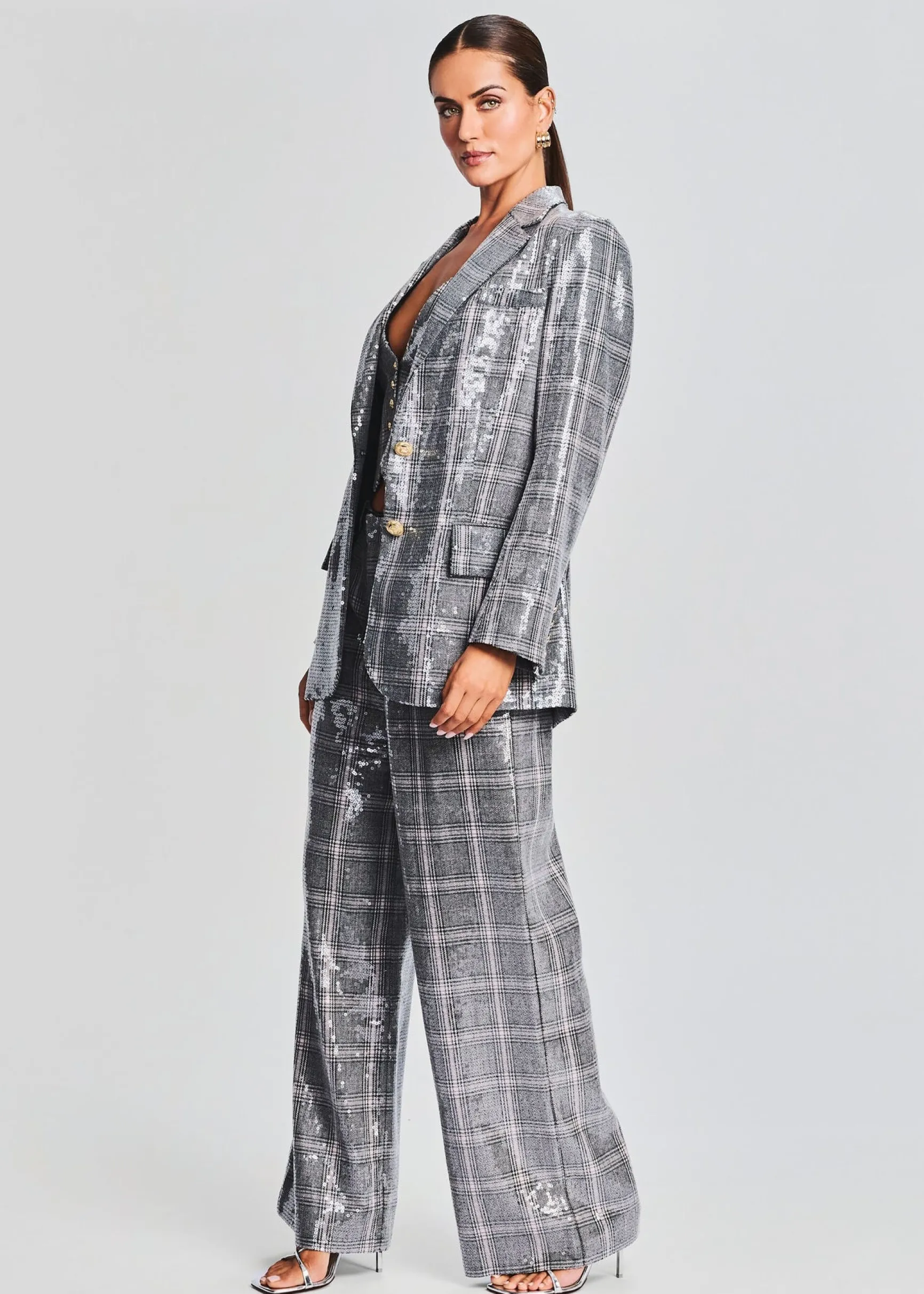 enid_sequin_blazer_2-1.webp Jackets*Retrofete Enid Sequin Blazer Grey Plaid
