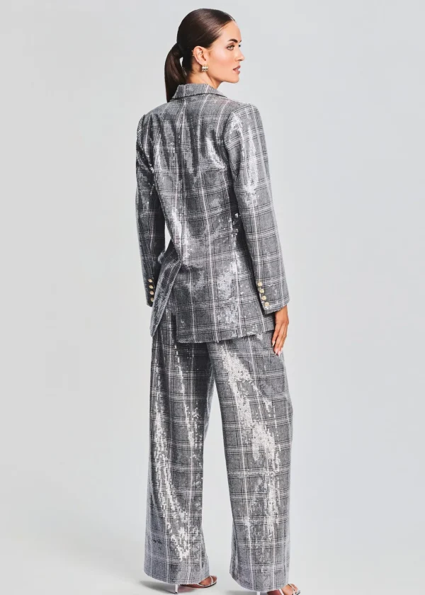 Business Chic*Retrofete Enid Sequin Blazer Grey Plaid