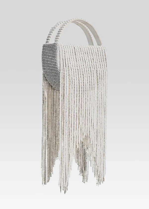 Accessories*Retrofete Estel Small Pearl Fringe Bag White Pearl