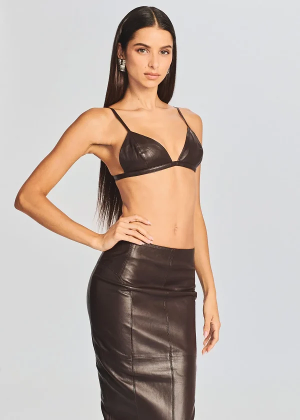 Neutral Moments*Retrofete Esti Leather Bra Dark Chocolate
