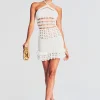 RETROFÊTE*Retrofete Eze Crochet Pearl Embellished Dress White