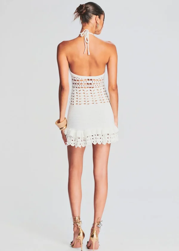 RETROFÊTE*Retrofete Eze Crochet Pearl Embellished Dress White