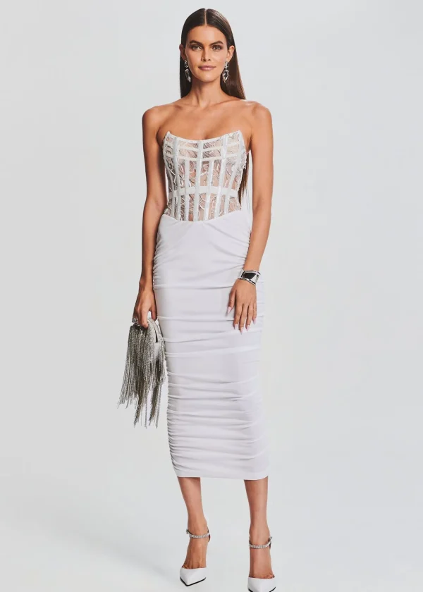 Honeymoon Looks*Retrofete Fae Embellished Dress White