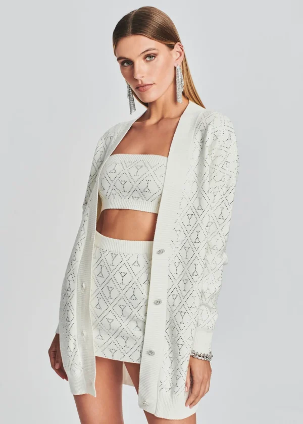 Honeymoon Looks*Retrofete Faye Embellished Knit Bra White/Silver
