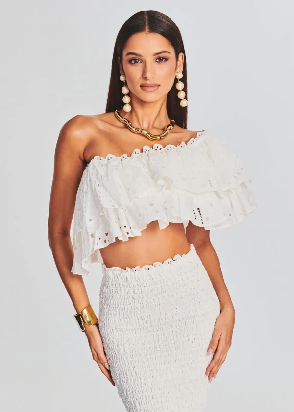 Honeymoon Looks*Retrofete Flamingo Top White Fruition