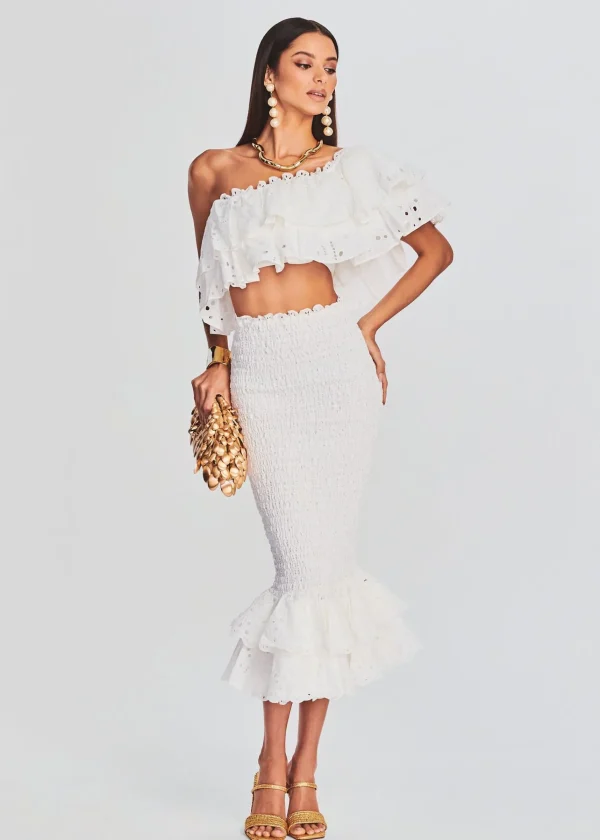 Honeymoon Looks*Retrofete Flamingo Top White Fruition
