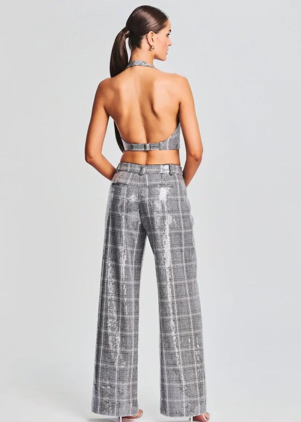 RETROFÊTE*Retrofete Fleur Sequin Pant Grey Plaid