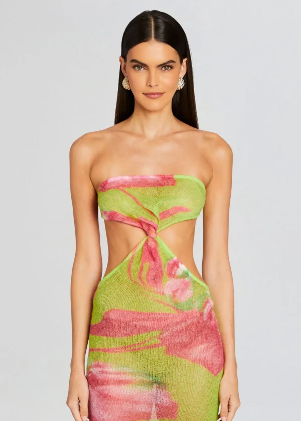 Tropical Hues*Retrofete Fontelina Knit Dress Lime Anthurium